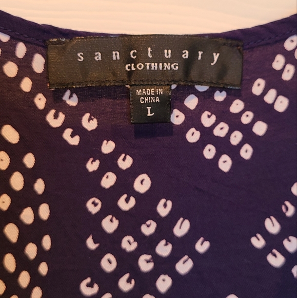 Sanctuary hi-lo flowy navy blue tank sleeveless blouse top L - Picture 3 of 4